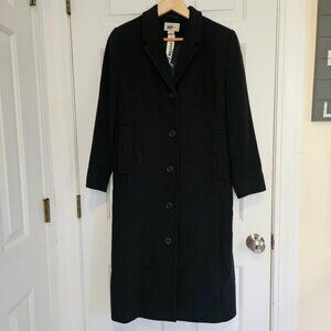 Vtg L.L. Bean Women’s 8P Navy Long Pea Coat Wool Cashmere Blend Trench Duster